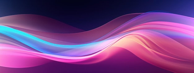 Ondas de cromo de neón en una mezcla abstracta fluida Trasfondo ondulado azul rosa y púrpura vibrante AI Generativo