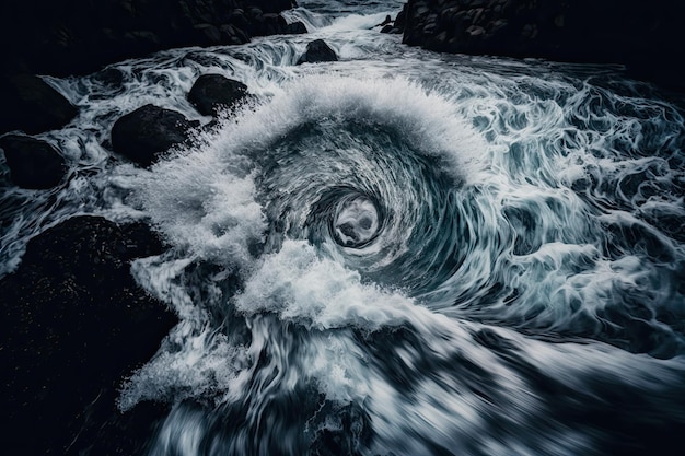 Ondas de água do rio e do mar se encontram