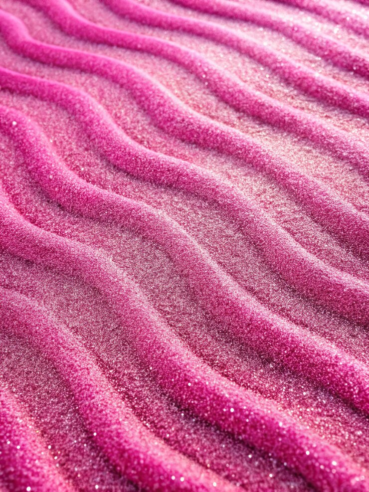 Foto ondas de areia rosadas e brilhantes