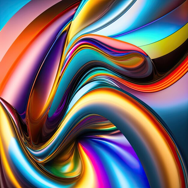 Ondas de cromo multicolorido brilhante