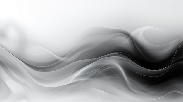 Foto ondas de fumaça pretas e brancas abstratas sobre um fundo branco