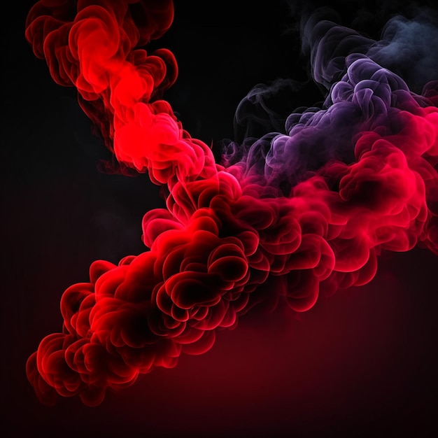 Ondas de fumaça vermelhas brilhantes em fundo preto