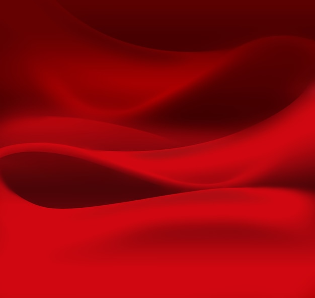 Ondas de tecido de cetim vermelho como fundo