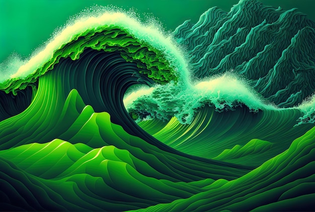 Ondas de verde ao fundo