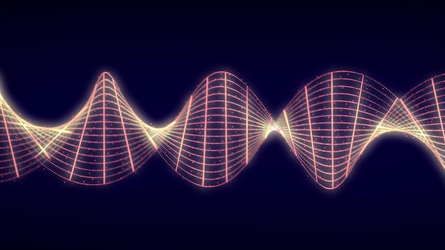 Ondas digitais giratórias dinâmicas futuristas Fluxo de nanotecnologia abstrata Conceito de fundo científico Renderização 3D