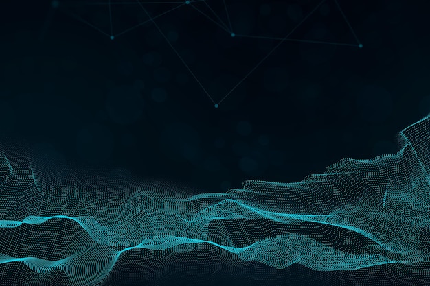 Ondas digitales abstractas y conexión de red en un estilo futurista