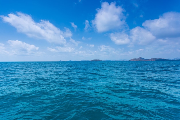 Ondas do oceano de perto com céu azul