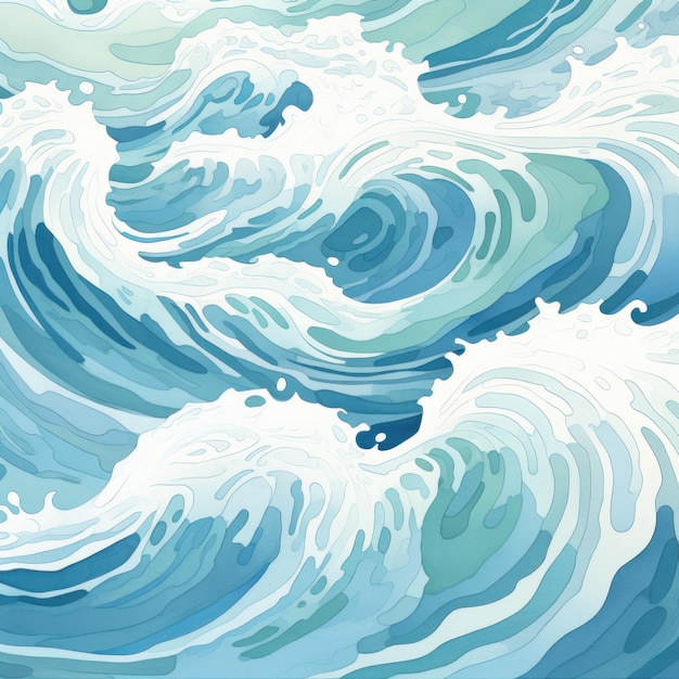 ondas do oceano em tons de azul e verde