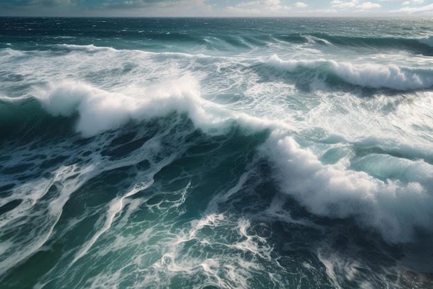 Ondas do Oceano Pacífico vista aérea gerada por IA