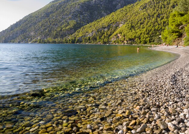 Ondas e bela praia na ilha grega Evia Euboea no mar Egeu