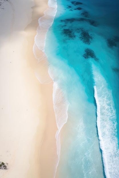 Ondas em uma praia tropical de areia branca