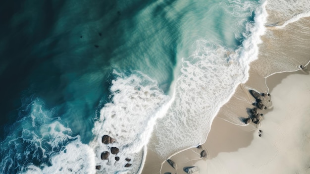 Ondas em uma praia tropical de areia branca