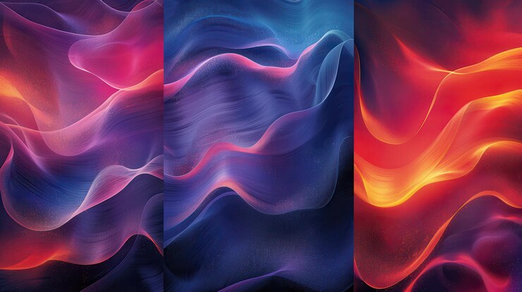 Las ondas fluyentes abstractas coloridas con tonos vibrantes y movimiento dinámico crean un impresionante