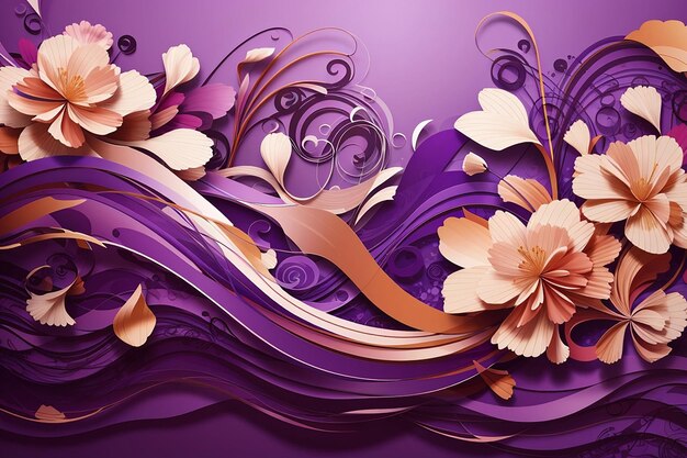 Las ondas de fondo abstractas forman púrpura floral