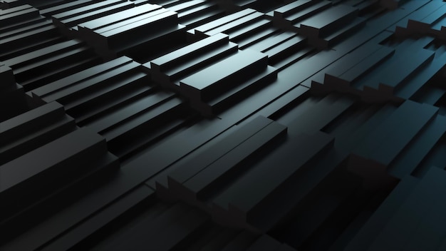 Ondas de fondo generadas por computadora de rectángulos vista superior representación 3D área escalonada ondulada