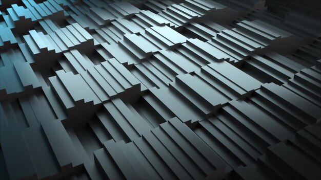 Ondas de fondo generadas por computadora de rectángulos vista superior representación 3D área escalonada ondulada
