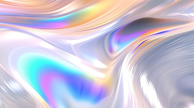 Ondas holográficas abstractas en el fondo iridescente