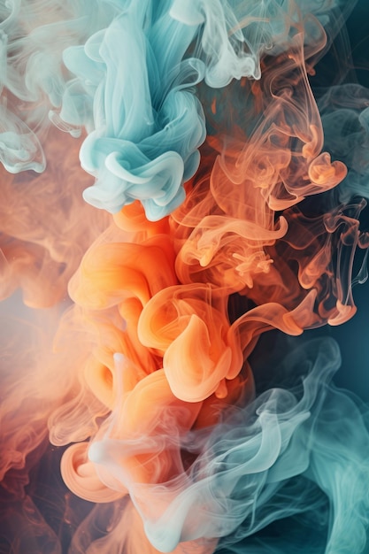 Ondas de humo de colores azul y naranja Creado con tecnología de IA generativa