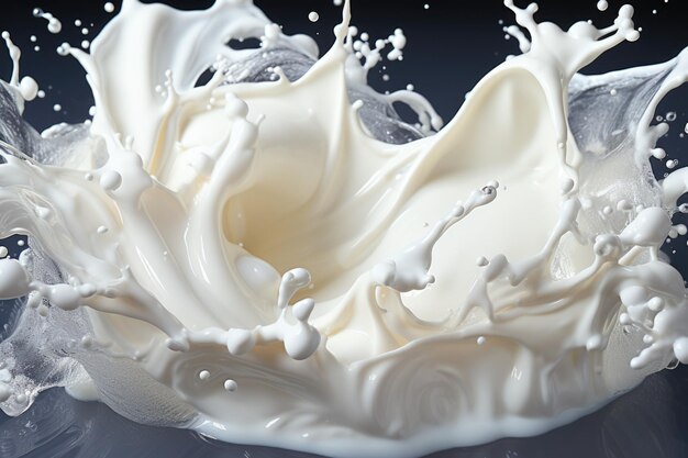 Las ondas de leche o yogur salpicado salpicado blanco renderización 3D generativa IA