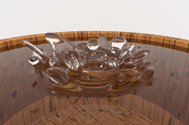 Ondas de líquido de onda transparente por simulación de fluidos renderizado 3d