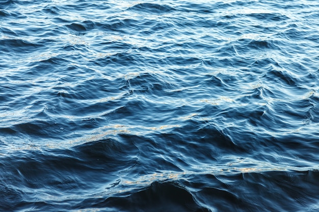 Ondas na superfície da água. Plano de fundo da onda do mar ou oceano.