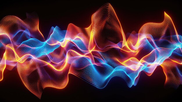 Ondas de neón abstractas con un diseño cautivador tecnología futurista experiencia visual hipnotizante AIG62