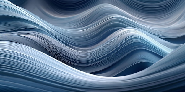 Ondas de papel tapiz digital azul y gris Fondo Generativo Ai