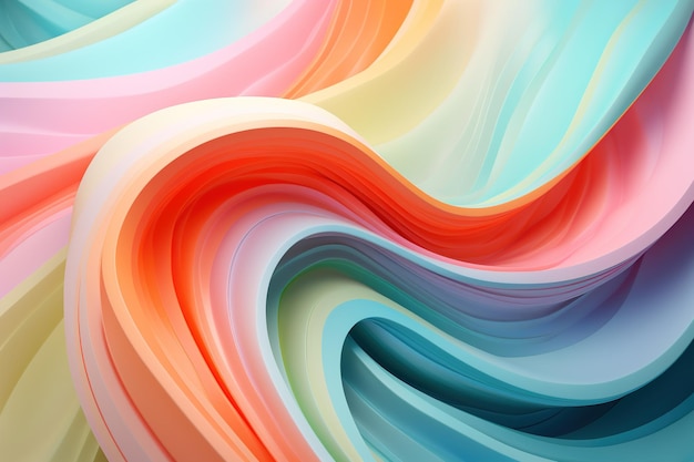 Las ondas pastel suaves se mezclan en un diseño abstracto de flujo suave ideal para fondos tranquilos o elementos gráficos creativos IA generativa