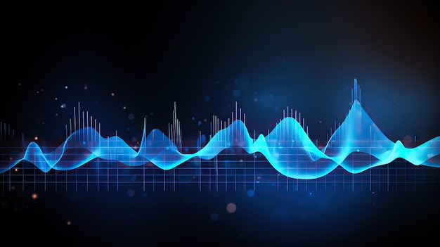 ondas sonoras abstratas frequências de luz ou equalizador brilhante barra de música digital colorida de néon para conceito de tecnologia