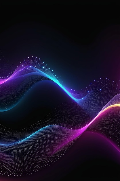 Ondas sonoras coloridas en un fondo abstracto oscuro composición vertical