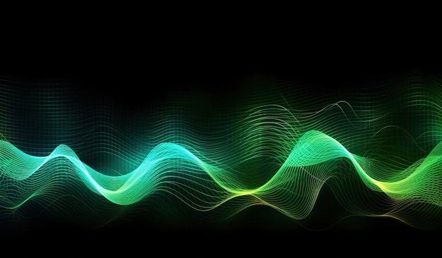 Ondas sonoras oscilando com o brilho da luz fundo de tecnologia abstrata