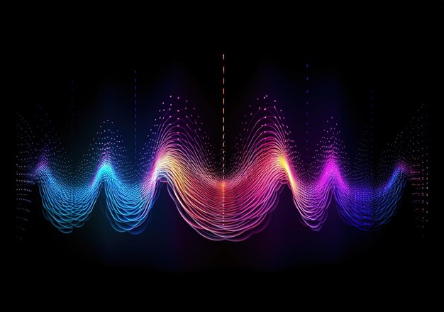 Foto ondas sonoras oscilando con el resplandor de la luz fondo de tecnología abstracta