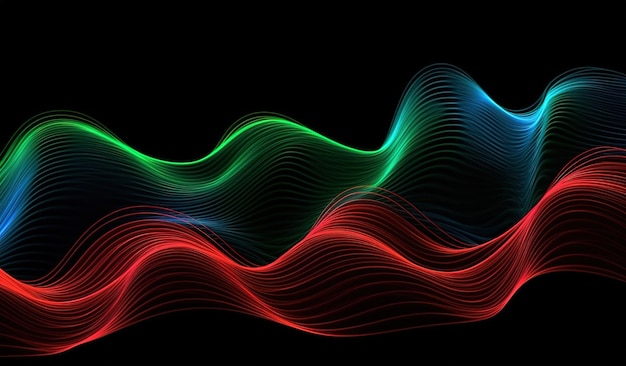 Ondas sonoras oscilando con el resplandor de la luz fondo de tecnología abstracta