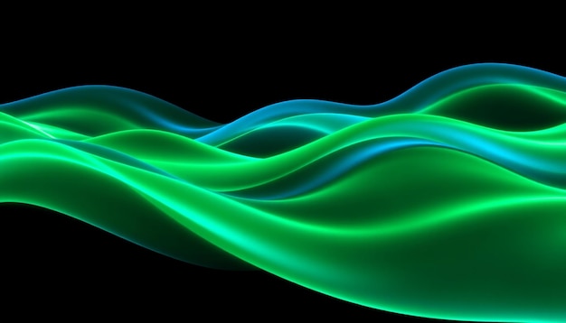 Las ondas verdes y azules iluminan el fondo oscuro