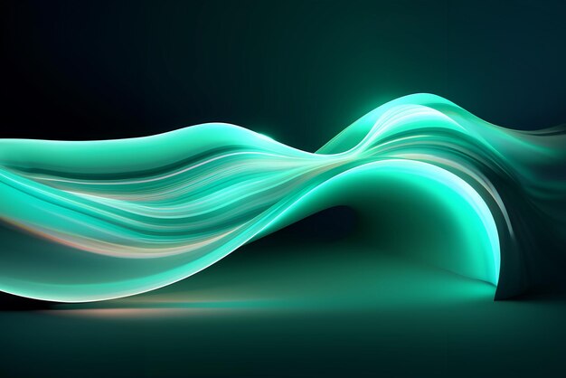 Ondas verdes em formas abstratas padrão 3D