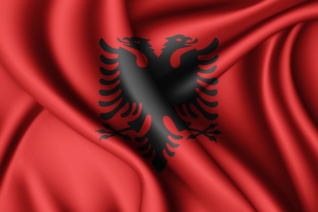 Foto ondeando la bandera de albania