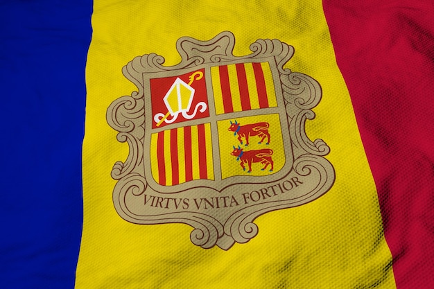 Ondeando la bandera de Andorra en render 3d