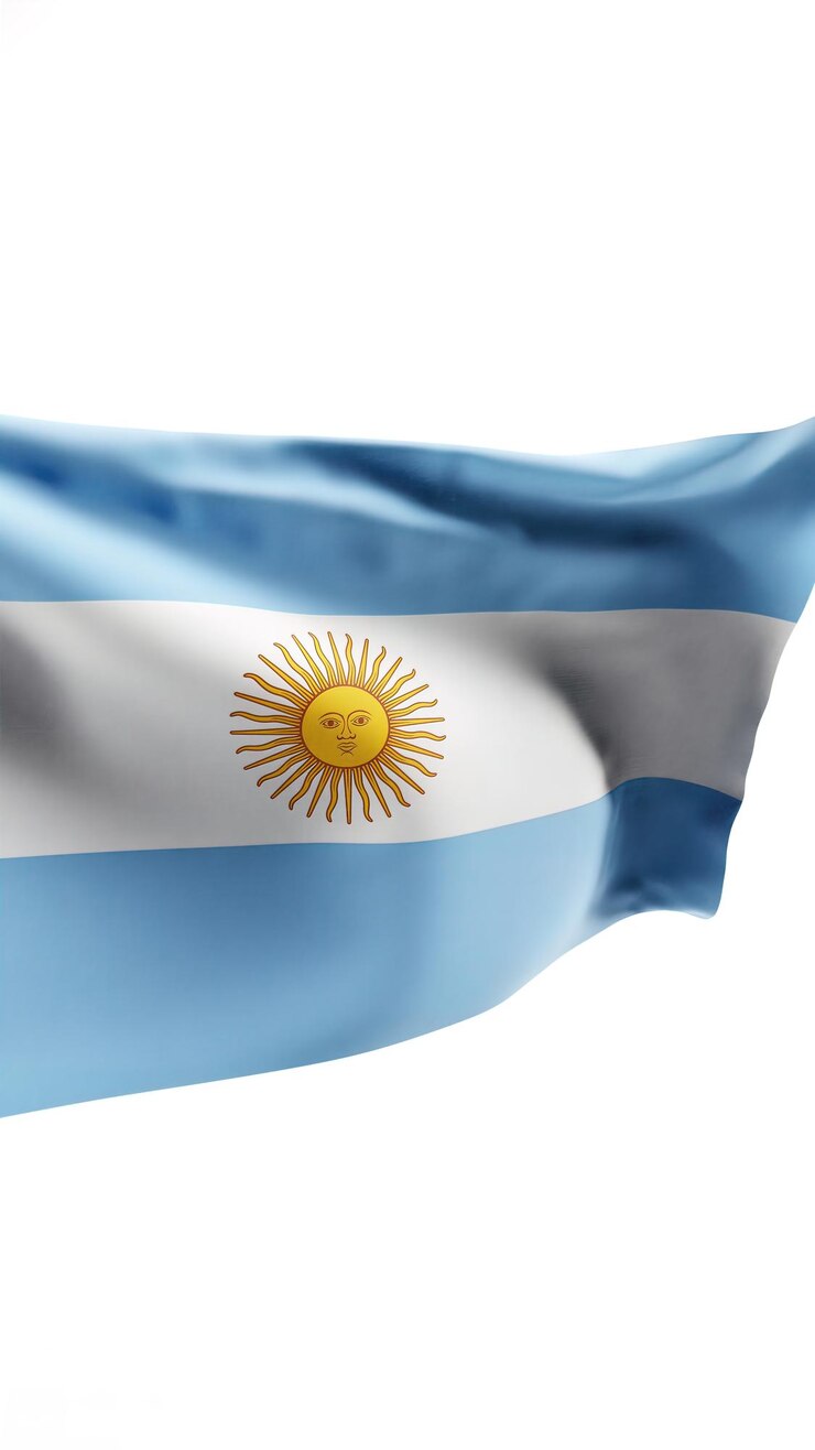 Foto ondeando la bandera de argentina en américa del sur contra el fondo blanco 3d render