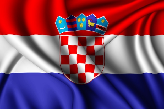 Ondeando la bandera de Croacia
