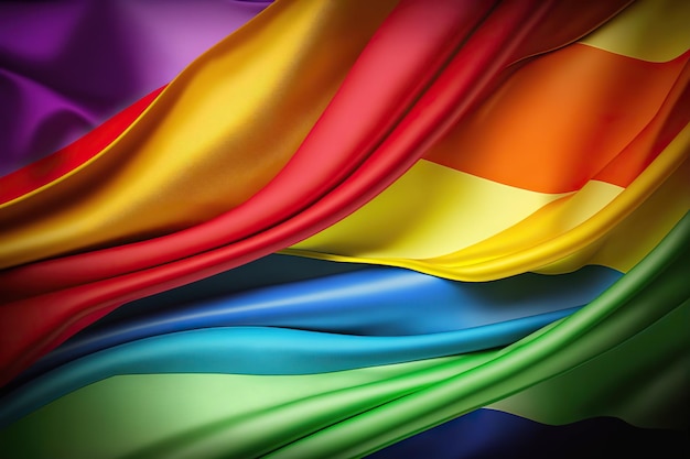 Ondeando la bandera gay en colores brillantes