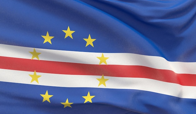 Ondeando la bandera nacional de Cabo Verde Waved closeup muy detallado 3D Render