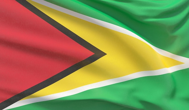 Ondeando la bandera nacional de Guyana Waved closeup muy detallado 3D Render