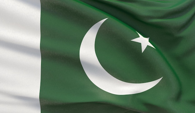 Ondeando la bandera nacional de pakistán agitó render d de primer plano muy detallado