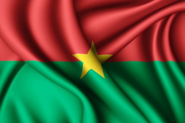 Ondeando la bandera de seda de Burkina Faso