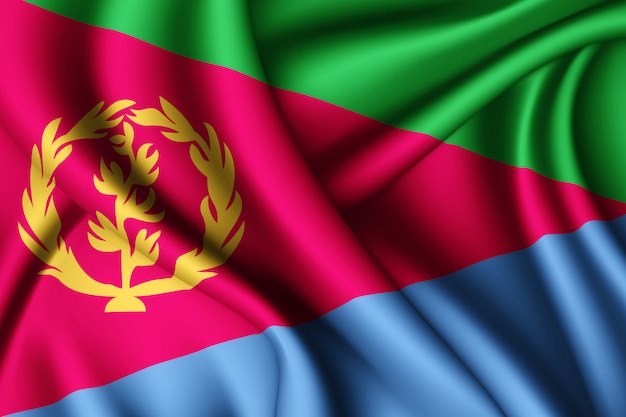 Ondeando la bandera de seda de Eritrea