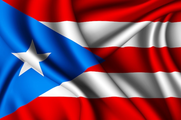 Ondeando la bandera de seda de Puerto Rico