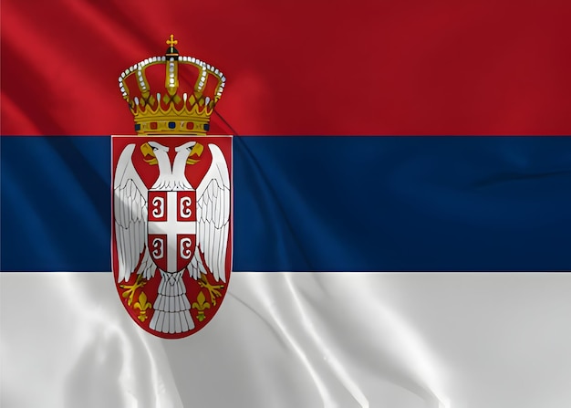 Ondeando la bandera de seda de Serbia