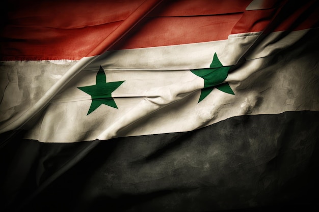Ondeando la bandera de seda de Siria Ilustración AI Generativo