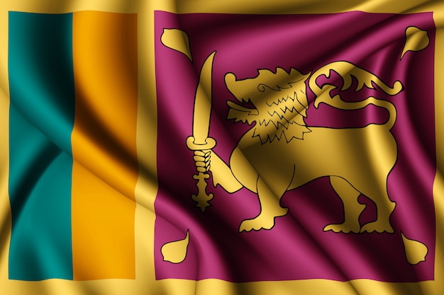 Ondeando la bandera de seda de Sri Lanka