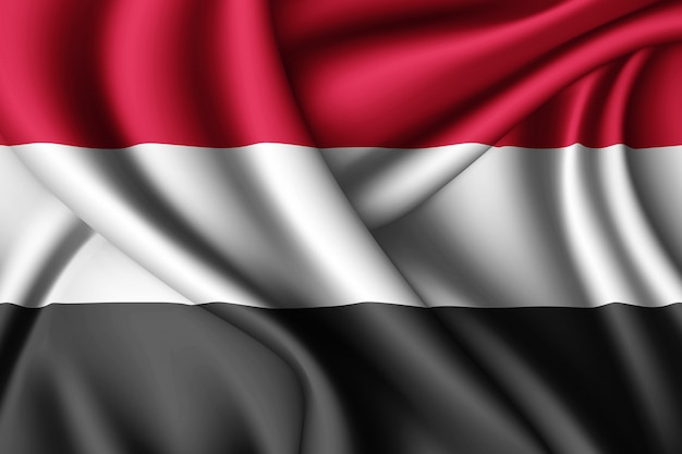 Ondeando la bandera de seda de Yemen